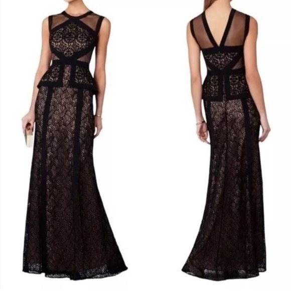 BCBGMaxAzria Dresses & Skirts - BCBG MAX AZRIA Viviana Illusion Lace Peplum Gown - 0